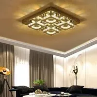 Lightsin Square LED Ceiling Light with Crystal Dimmable - Chrome
