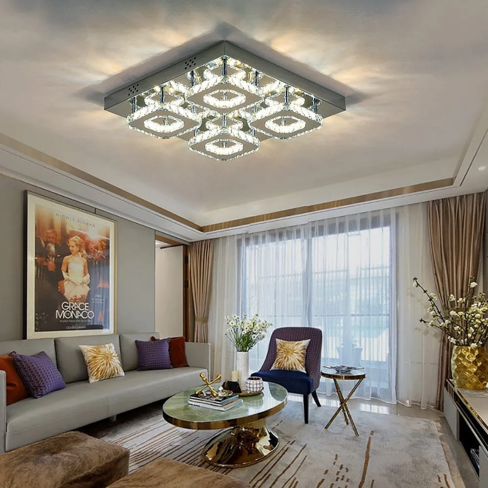 Lightsin Square LED Ceiling Light with Crystal Dimmable - Chrome image