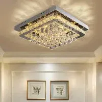 Lightsin Square LED Ceiling Light with Crystals - Chrome