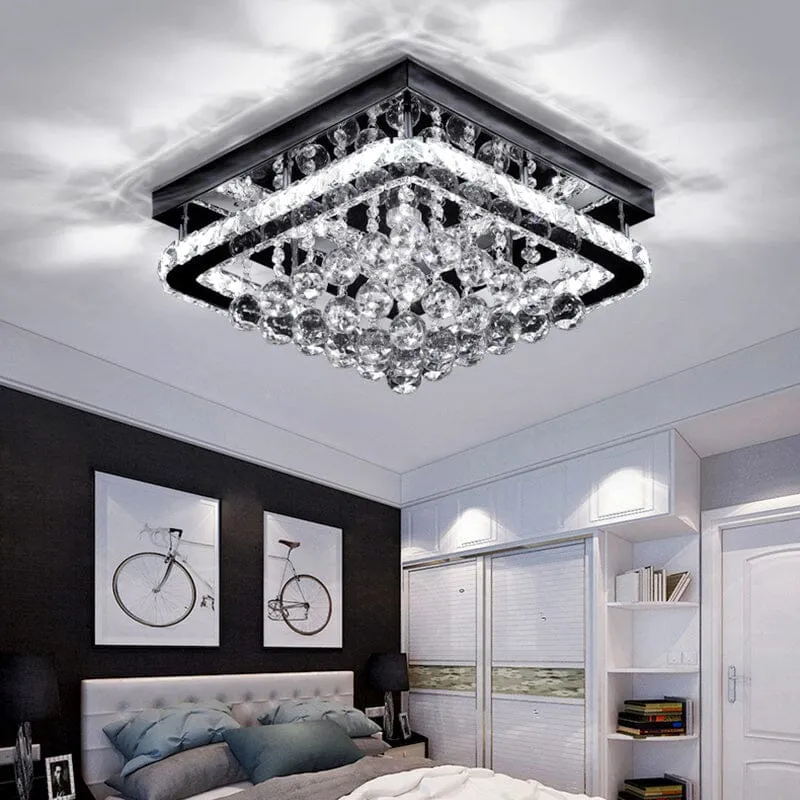 Lightsin Square LED Ceiling Light with Crystals - Chrome image