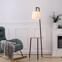 Lightsin Tray Table Floor Lamp - Beige, Metal