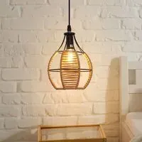 Lightsin Woven Rattan Pendant Light - Natural, Iron