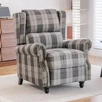 Linen Recliner Chair with Gourd Legs - Adjustable Foot Nails alternate view