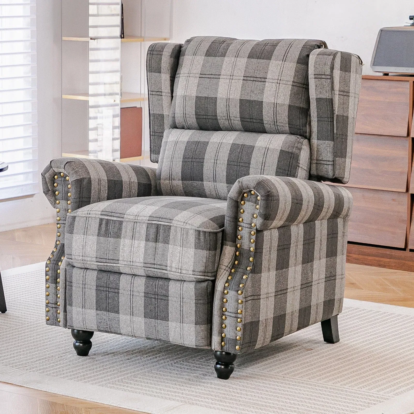 Linen Recliner Chair with Gourd Legs - Adjustable Foot Nails product
