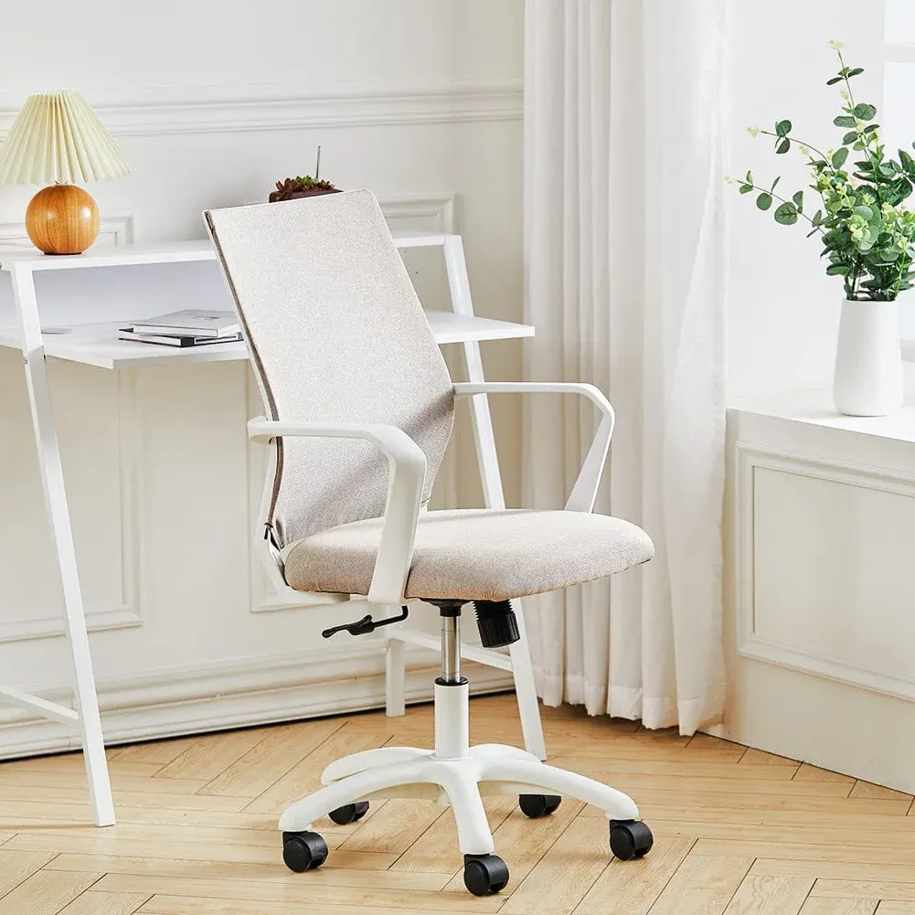Livingandhome Swivel Office Chair with Adjustable Height - Khaki image
