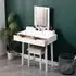 Makeup Desk Set with Lighted Mirror and Stool - White, MDF