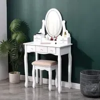 Makeup Vanity Desk Set with LED Lighting - White, MDF