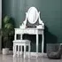 Makeup Vanity Desk with Mirror and Stool - White, MDF