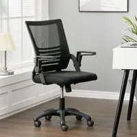 Mesh Back Swivel Office Chair with Folding Armrests