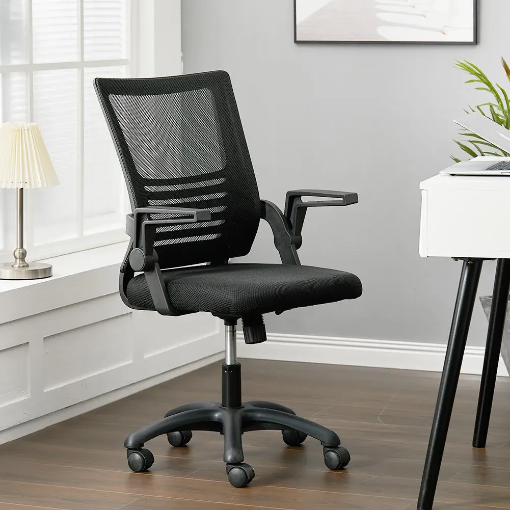 Mesh Back Swivel Office Chair with Folding Armrests