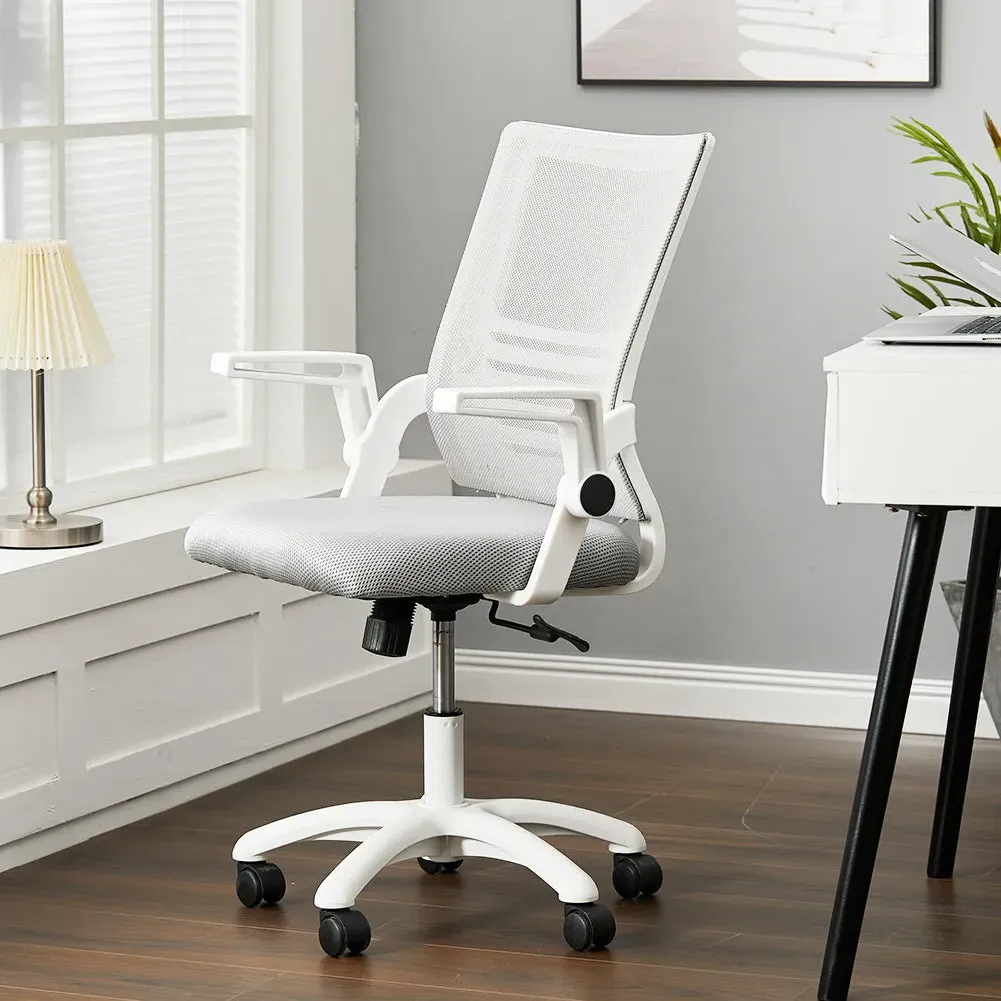 Mesh Back Swivel Office Chair with Folding Armrests