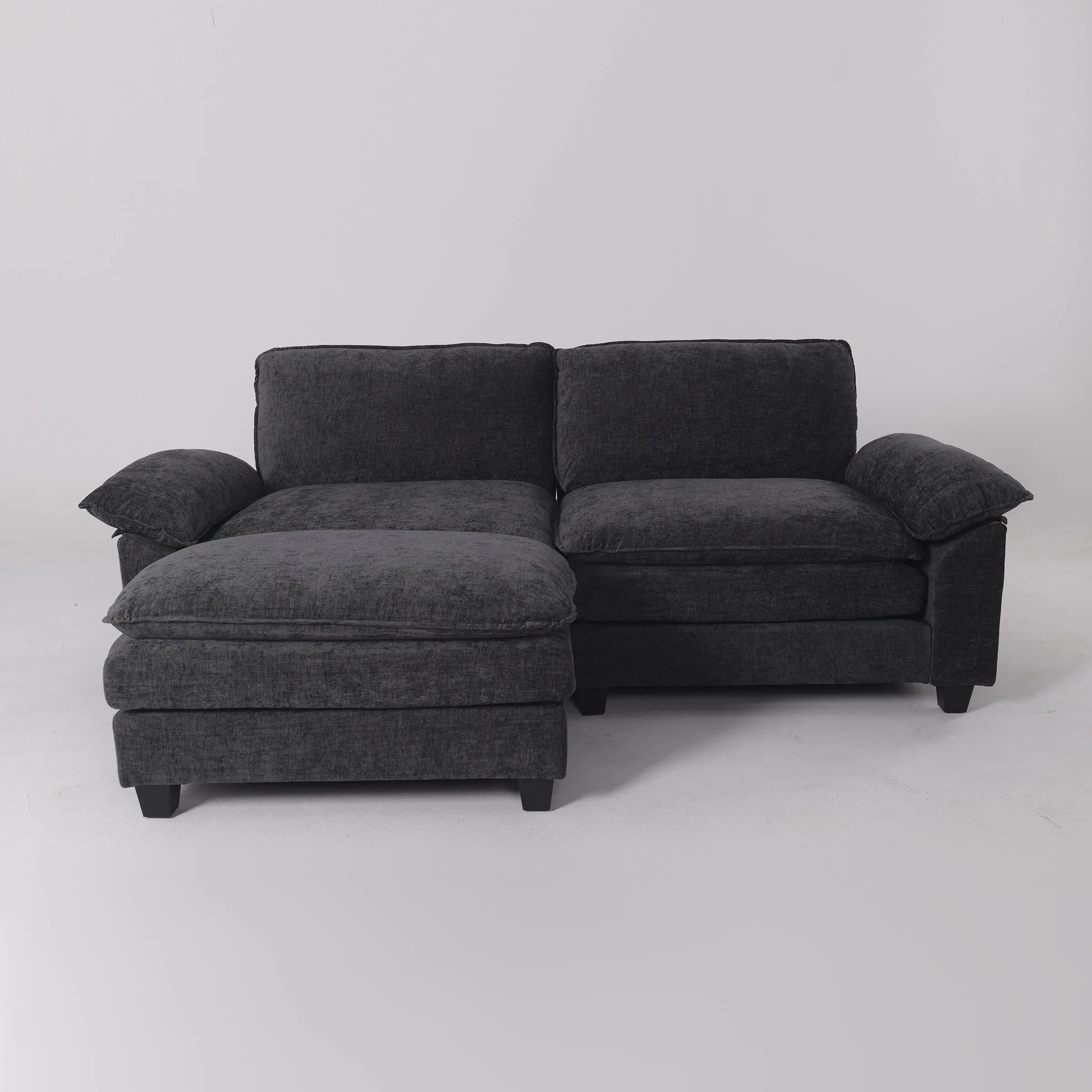 Modular Sofa Set with Ottoman - Blue, Chenille image