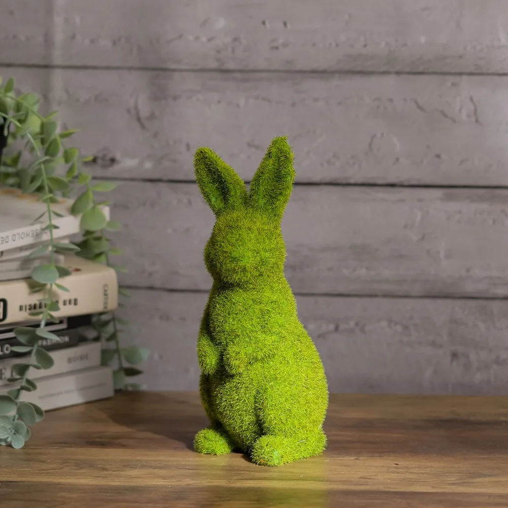 Moss Standing Bunny Rabbit Easter Garden Decoration - Green image