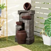 Multi-Tiered Solar Garden Water Fountain with LED - Polyresin alternate view
