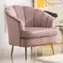 Noble Armchair with Gold Metal Legs - Pink, Velvet