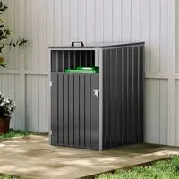 Outdoor Triple Bin Shed Lockable - Charcoal Black, Steel alternate view