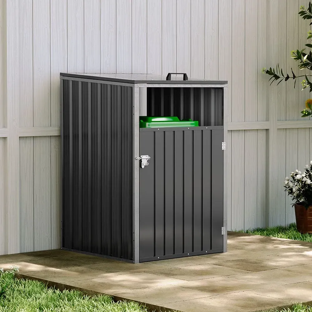 Outdoor Triple Bin Shed Lockable - Charcoal Black, Steel product