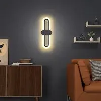 Oval LED Wall Light with Acrylic Shade - Black