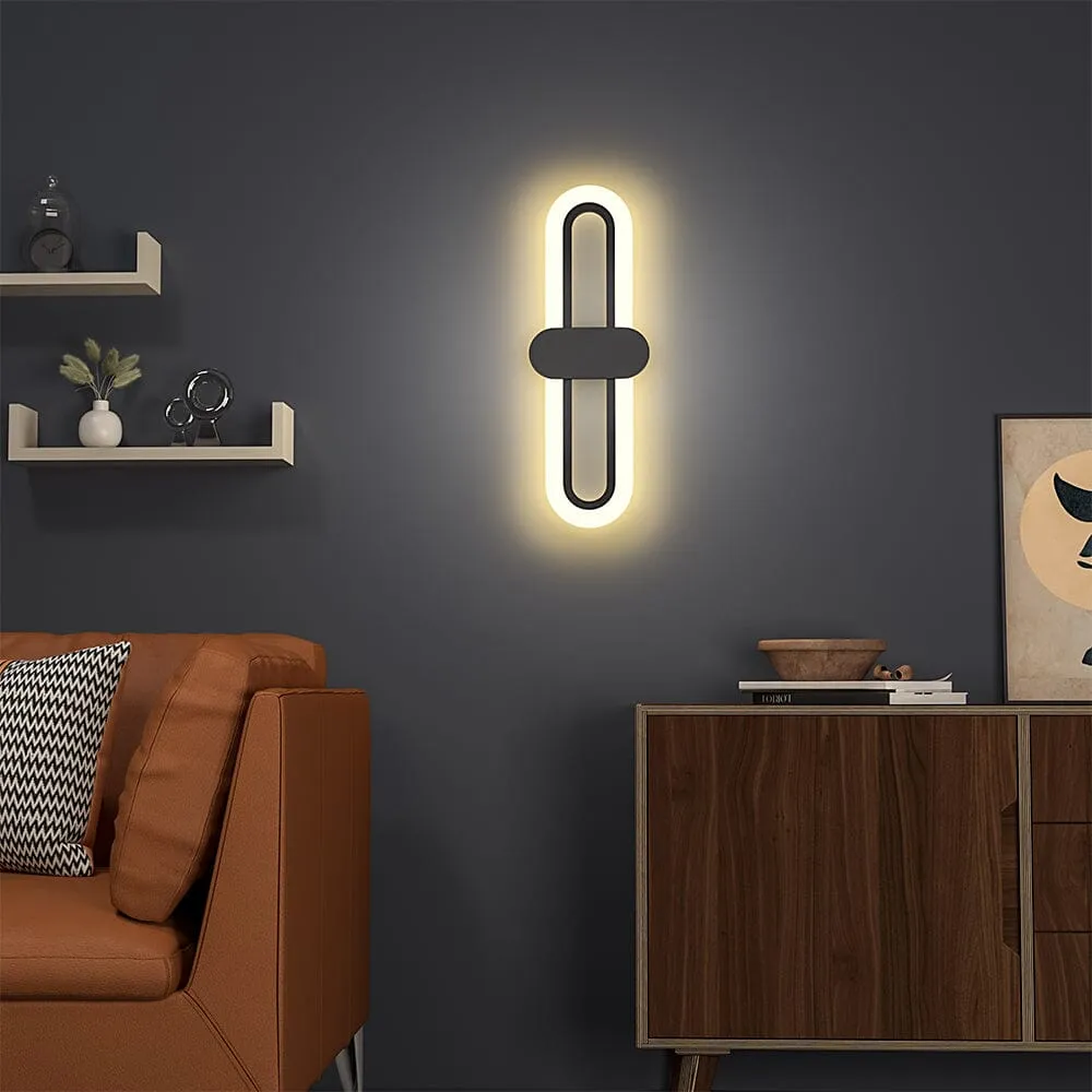 Oval LED Wall Light with Acrylic Shade - Black