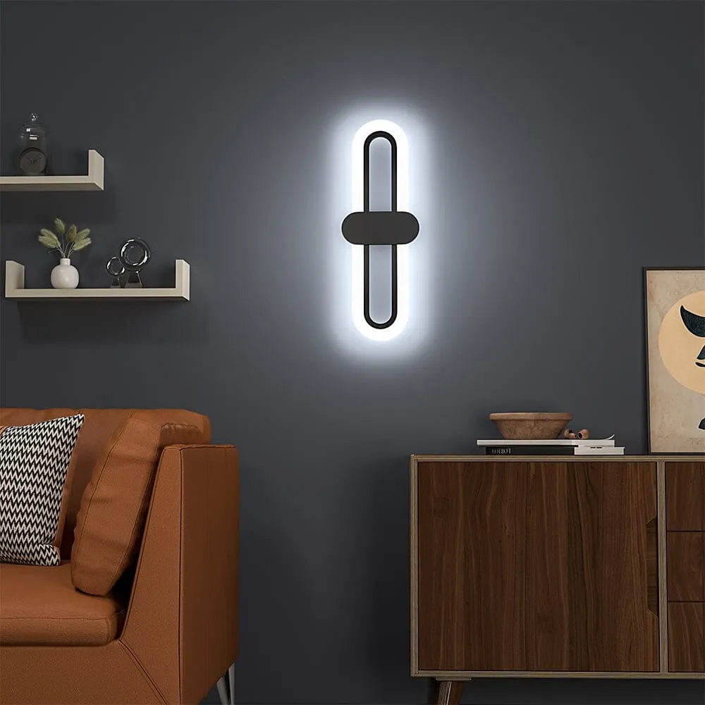 Oval LED Wall Light with Acrylic Shade - Black image