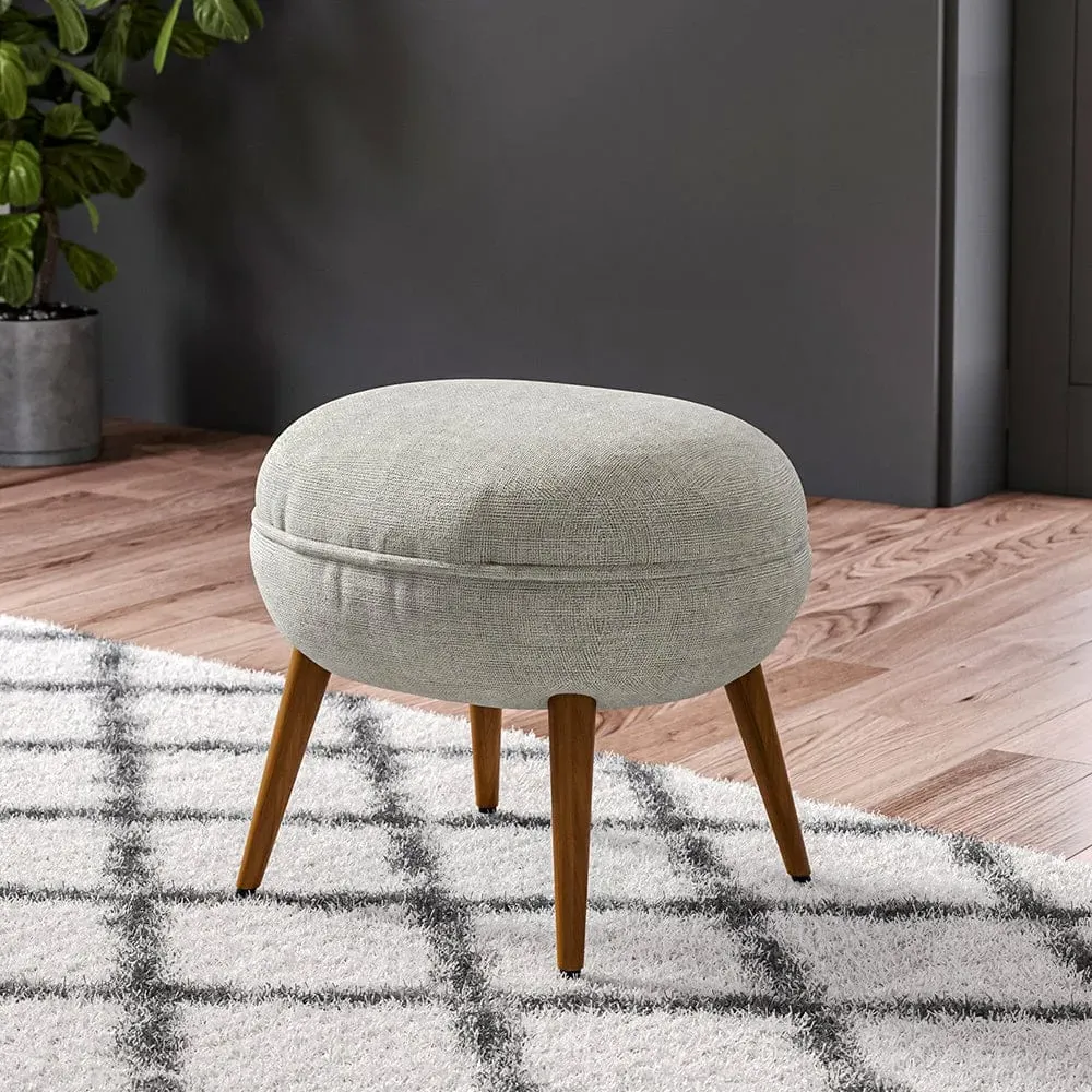 Oval Ottoman Footstool - Beige, Linen image