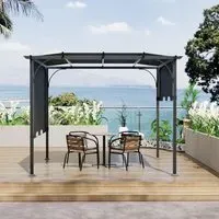 Pergola Shade Canopy with Adjustable Roof - Dark Grey, Polyester