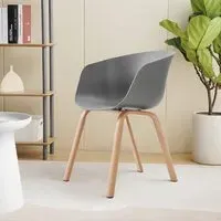 Plastic Chair Set of 4 with Heat Transfer Legs - Grey