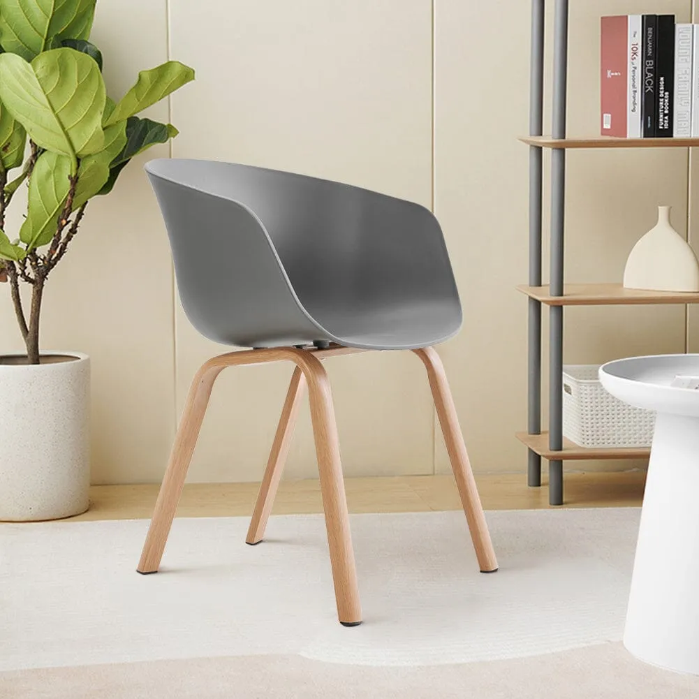 Plastic Chair Set of 4 with Heat Transfer Legs - Grey