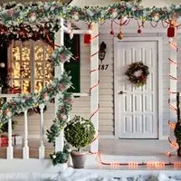 Pre-Lit Frozen Christmas Garland with LED Lights - Green, Plastic alternate view