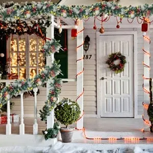 Pre-Lit Frozen Christmas Garland with LED Lights - Green, Plastic product