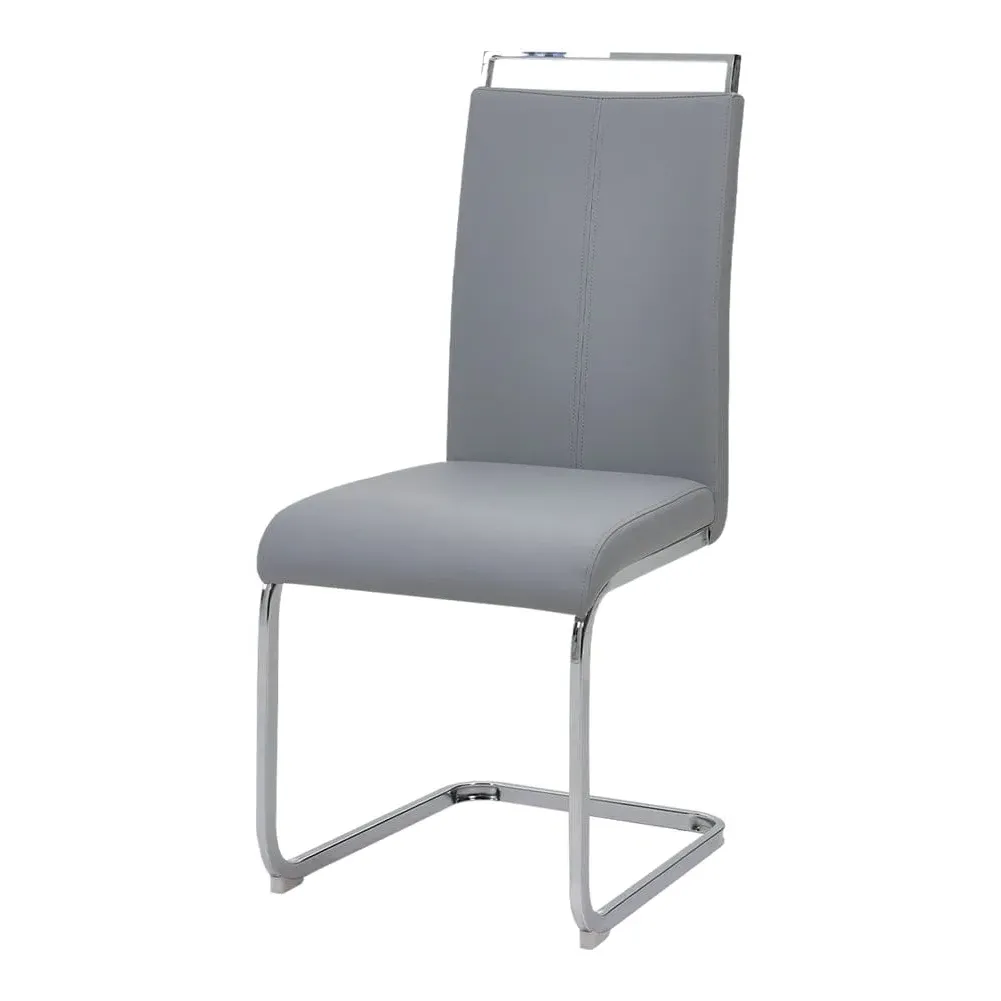 PU Upholstered Dining Chair with Chrome Cantilever Frame - Grey product