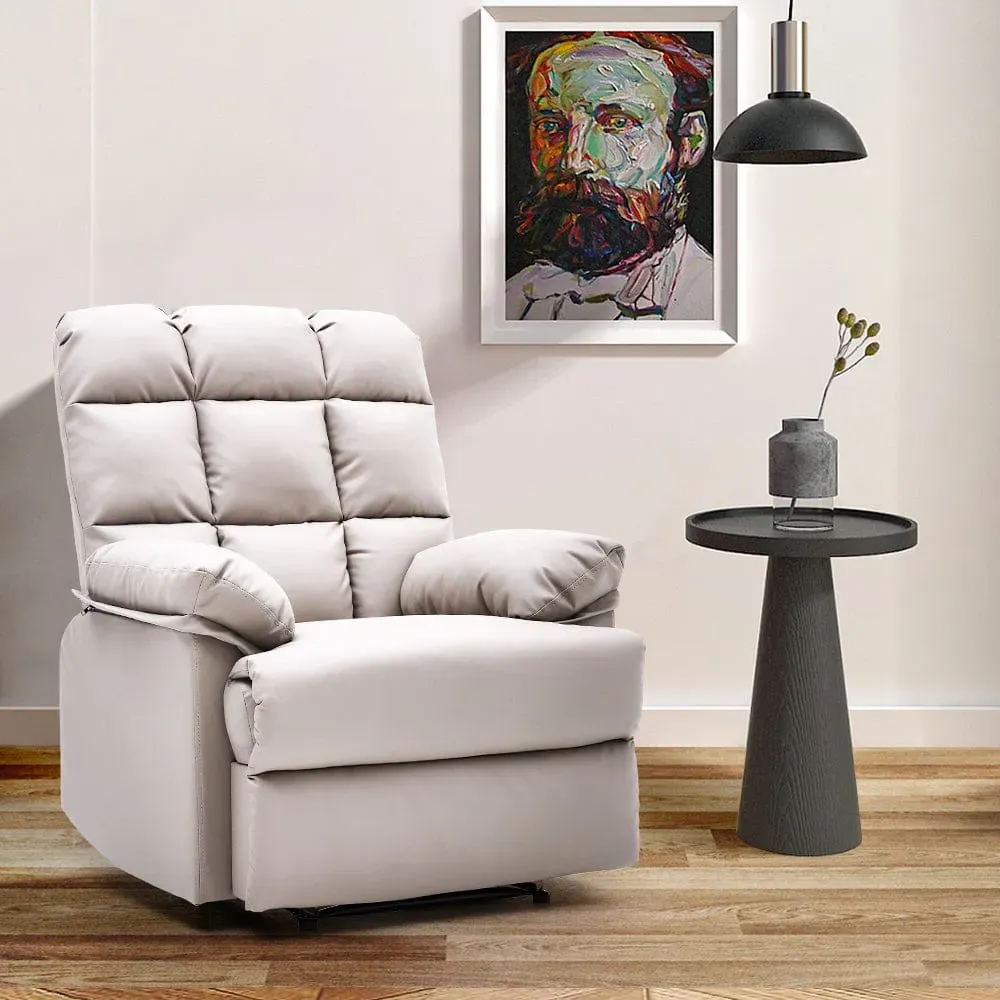 Recliner Armchair with Control Switch - Faux Leather