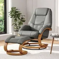 Recliner Armchair with Footstool - PU Leather