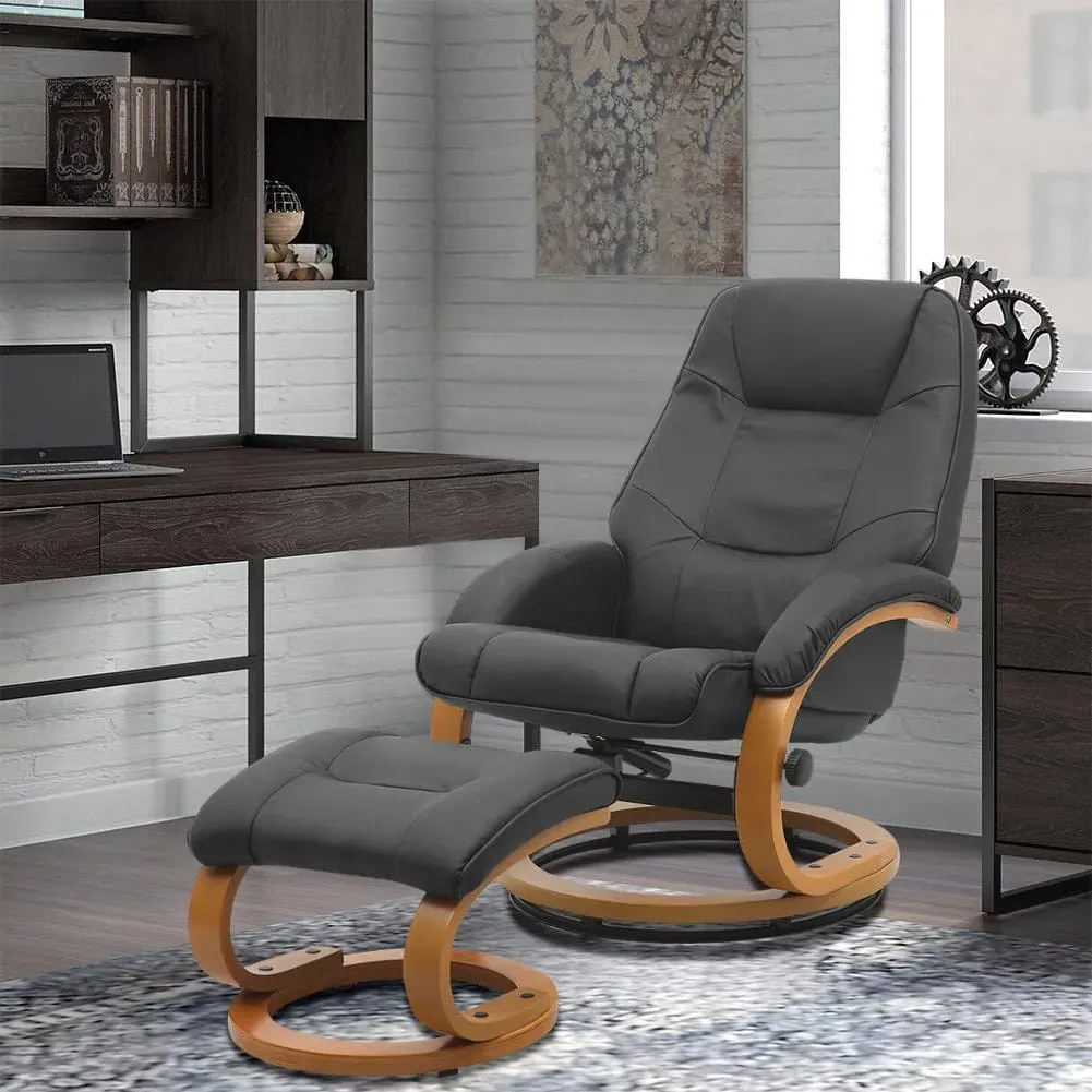 Recliner Armchair with Footstool - PU Leather