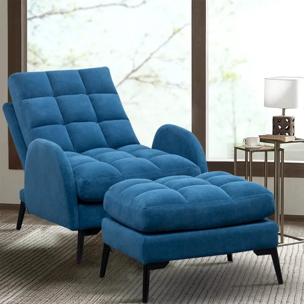 Recliner Chair with Ottoman - Velvet