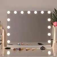 Rectangle Tabletop Hollywood LED Vanity Mirror - White, Metal alternate view