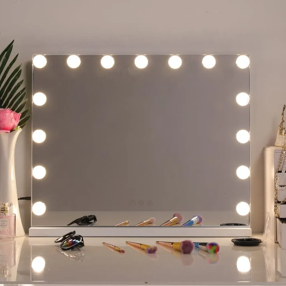 Rectangle Tabletop Hollywood LED Vanity Mirror - White, Metal product