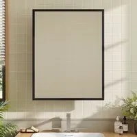 Rectangular Bathroom Mirror Cabinet with Storage - Black