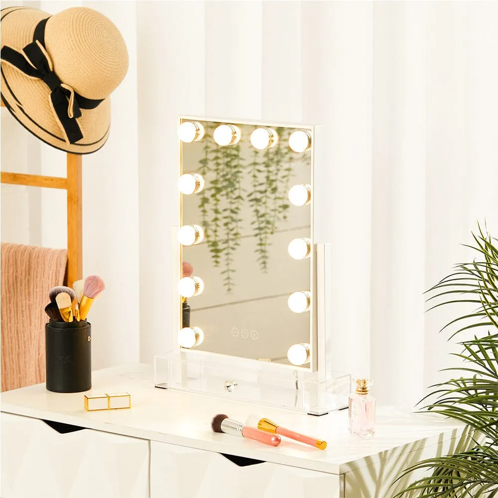 Rectangular Hollywood Vanity Makeup Mirror - White, Metal product