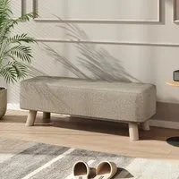 Rectangular Ottoman Bench - Beige, Linen alternate view