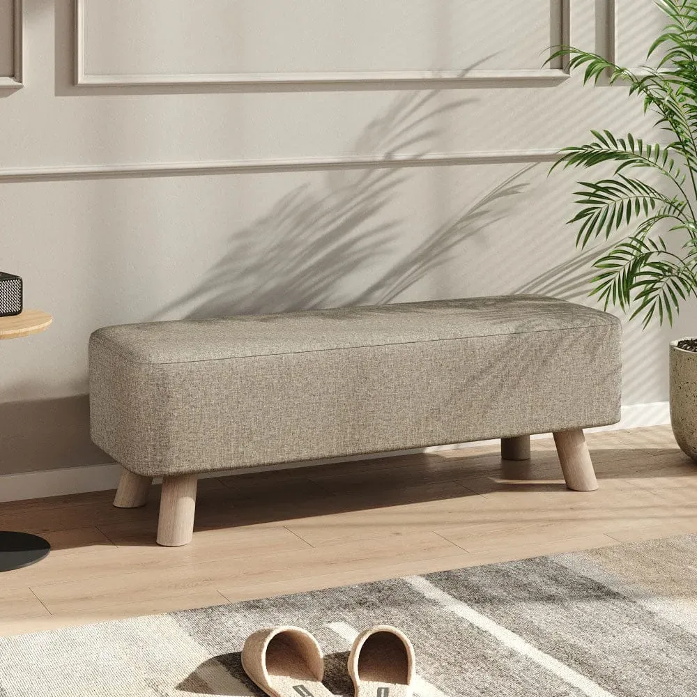 Rectangular Ottoman Bench - Beige, Linen product