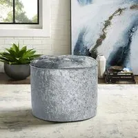 Rheinland Round Footstool with Tufting - Black, Velvet