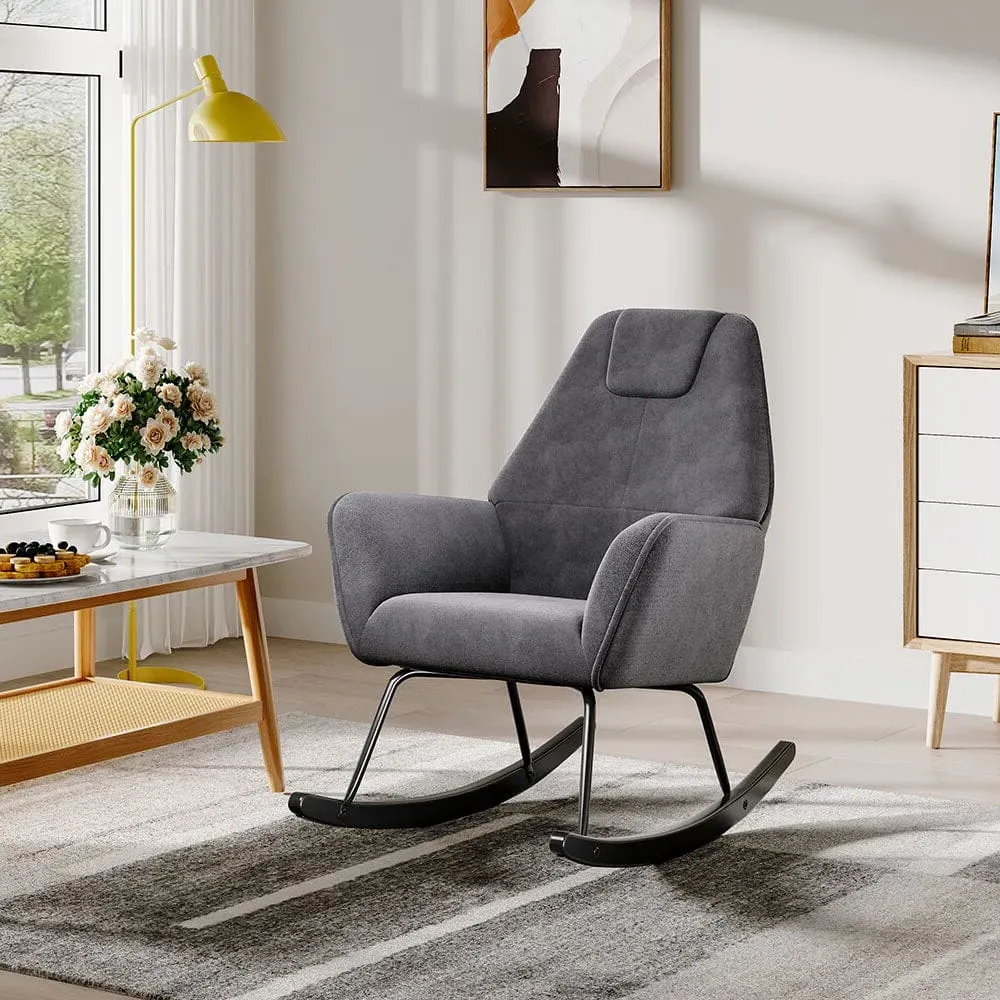 Rocking Chair - Grey, Velvet image