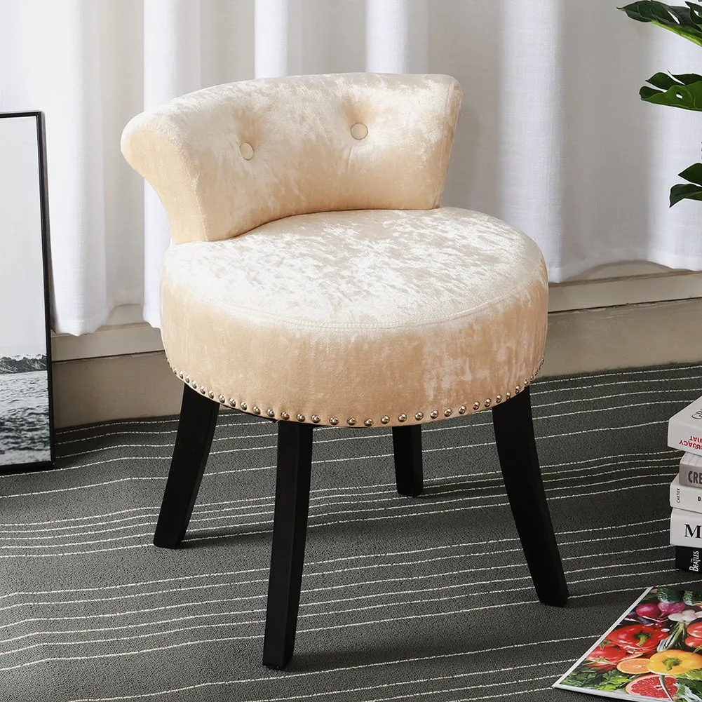 Round Accent Chair Dressing Stool - Velvet