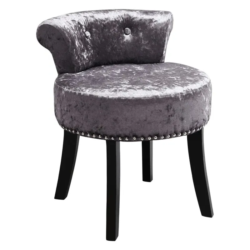Round Accent Chair Dressing Stool - Velvet image