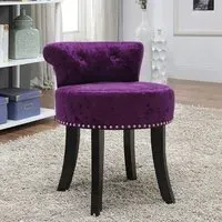 Round Accent Chair Dressing Stool - Velvet