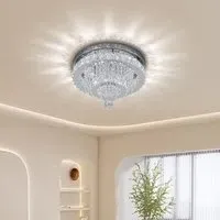 Round Crystal Ceiling Light - Chrome, Stainless Steel