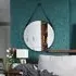 Round Hanging Mirror with Adjustable Strap - Black