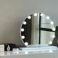 Round LED Lighted Makeup Mirror - White, Iron alternate view
