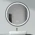 Round LED Wall Mirror with Touch Switch - Black, Metal